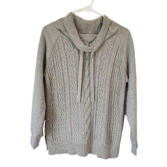 Joseph A. Cable Knit Gray Confetti Rainbow Cowl Neck Women's Sweater S Petite - Picture 2 of 7